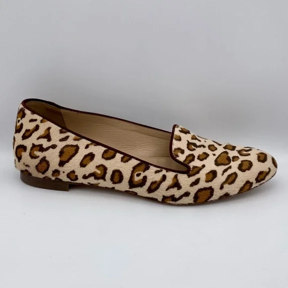 J CREW COLLECTION Calf Hair Leopard Print Cleo Loafers - A0615 - Sz 7 - Picture 2 of 9